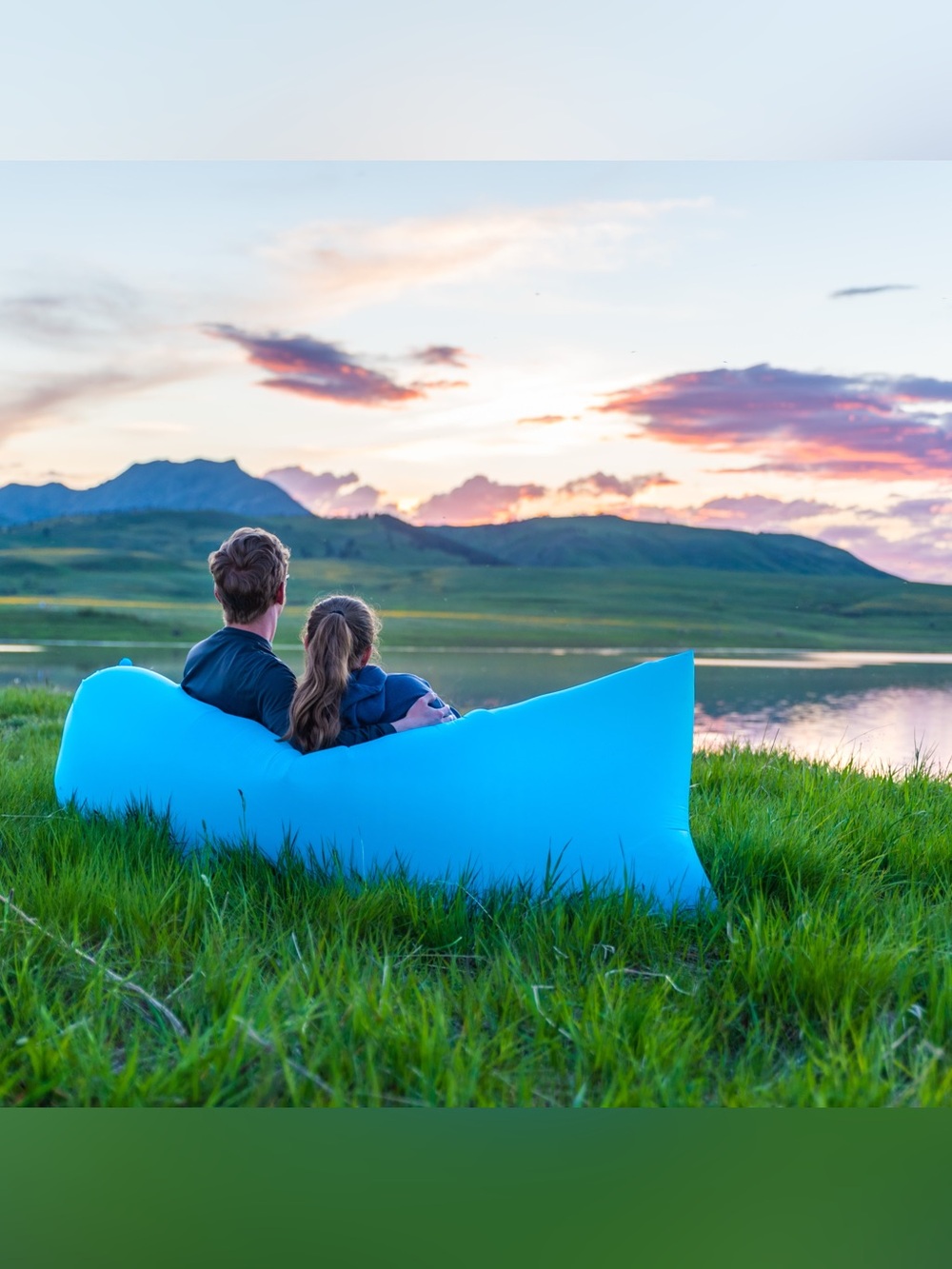 Packable Light Blue Inflatable Couch for Camping